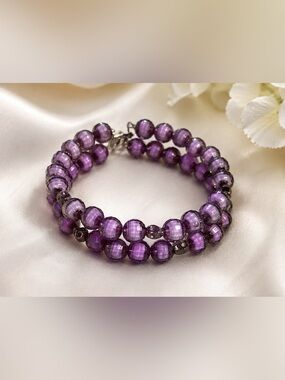 Deep Purple skull Bead Bracelet